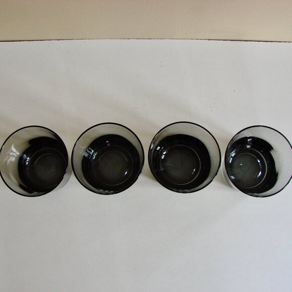 Vintage Set of 4 Bar Glasses Smoke Gray Purple Whiskey Lowball Monogrammed "W" - Picture 8 of 11